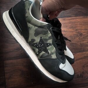 Vintage Havana Black, Olive Camo & White Star Sneakers